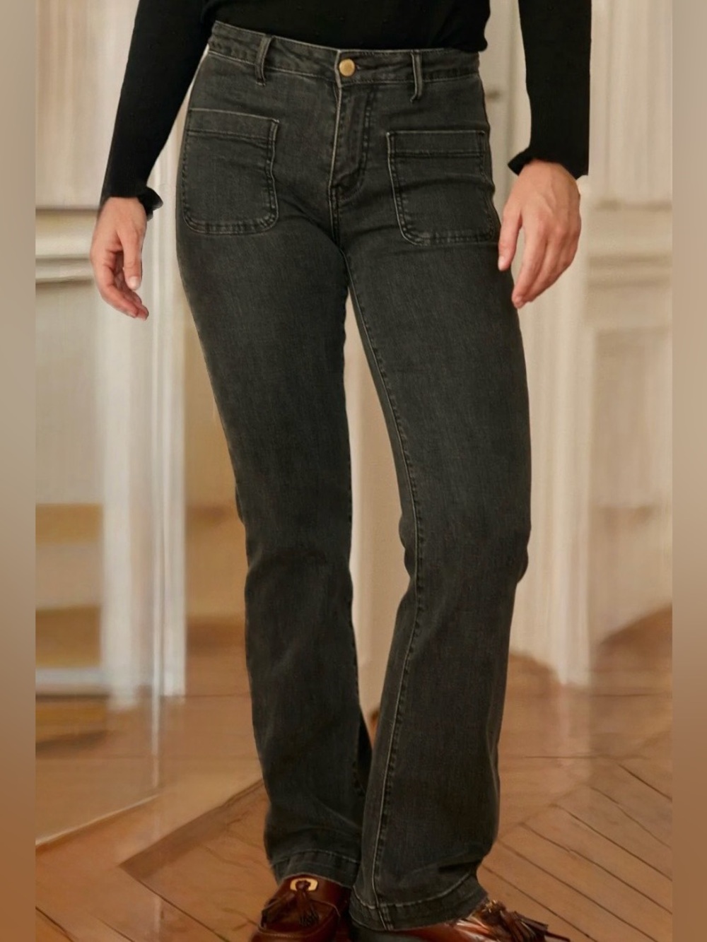 LA Petite Etoile Sonny Women’s Dark Gray/Black Jeans Flare Size 4